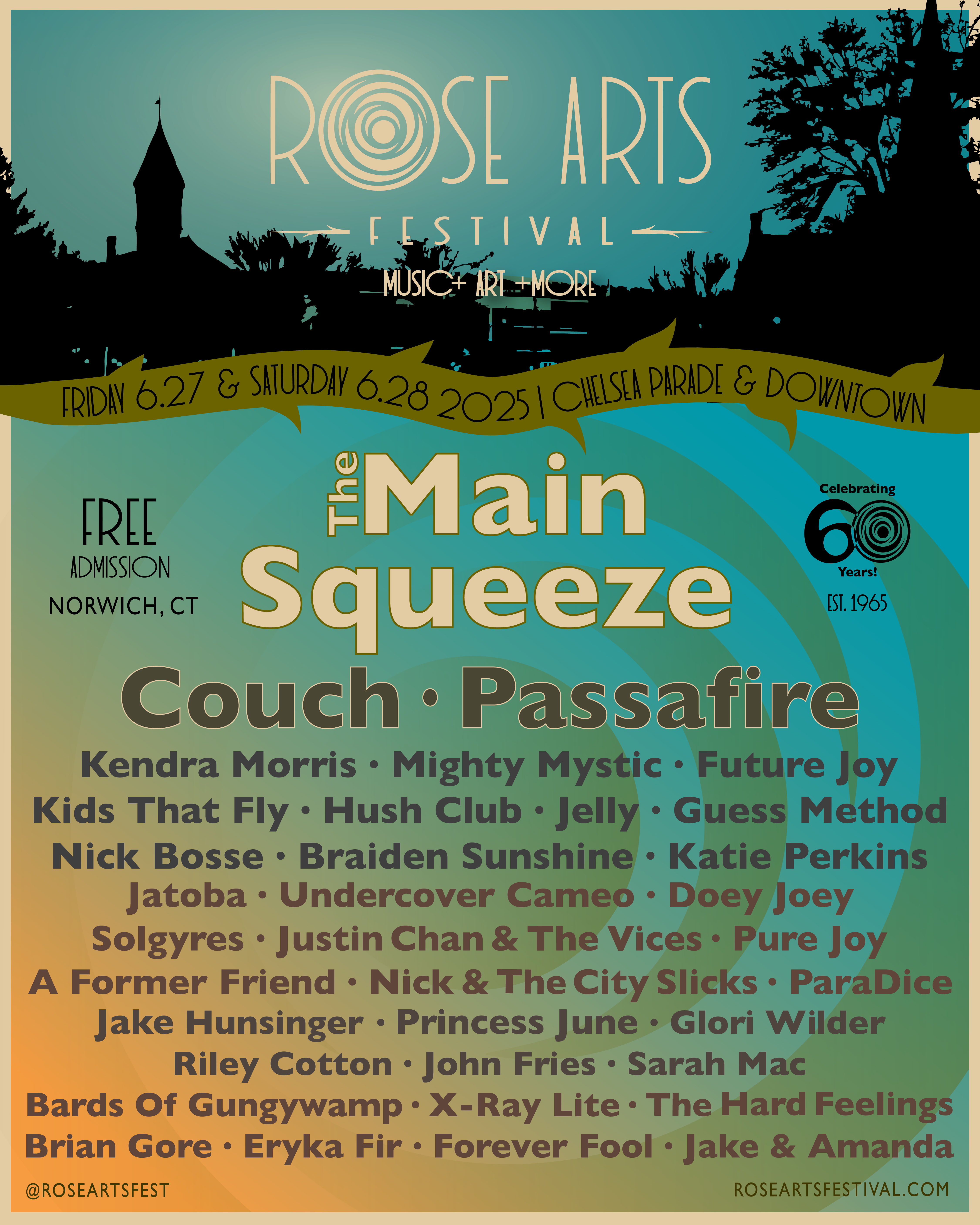 Rose Arts Festival Music Lineup Poster